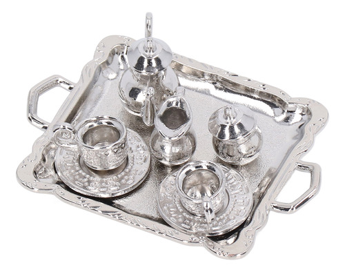 Mini Juego De Té De Metal A Escala 1/12 Simulación