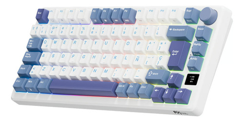 Teclado Wireless Royal Kludge Rkm75 75% Rgb Blanco Sw Brown Teclado Blanco - Taro Milk Idioma Español España