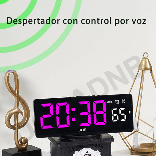 Reloj De Pared Despertador Digital Led Con Termómetro Dohadnb Rosa