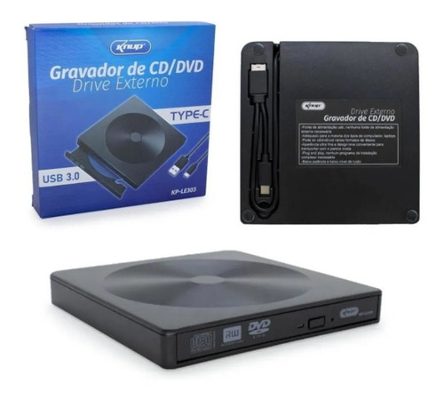 Imagem 1 de 5 de Leitor & Gravador Cd Dvd Drive Externo Usb 3.0 5gbps Slim
