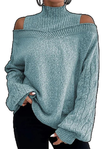 Jersey De Mujer Invierno Con Hombros Caídos Y Mangas Farol