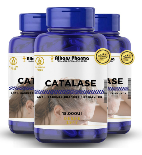 Catalase 15.000ui Cabelos Brancos 60 Cáps Nota E Laudo Sabor Sem Sabor