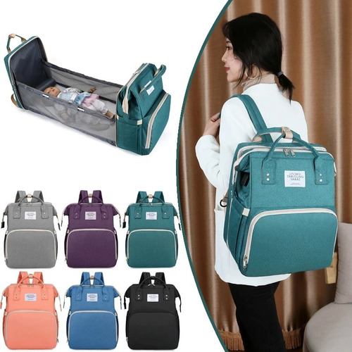 Imagen 2 de 9 de Bolso Mochila Maternal Bebe Impermeable Extensible Cambiador