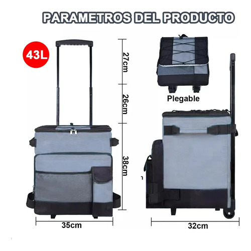 Mochila Hielera Con Ruedas Bolsa Térmica Portatil 43l