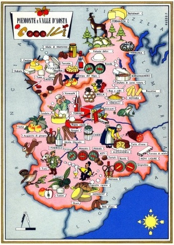 Mapa Gastronómico De Piamonte Italia - Lámina 45x30 Cm.