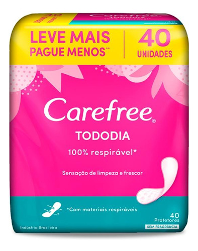 Protetor Diário Carefree Todo Dia Sem Perfume C/ 40 Un