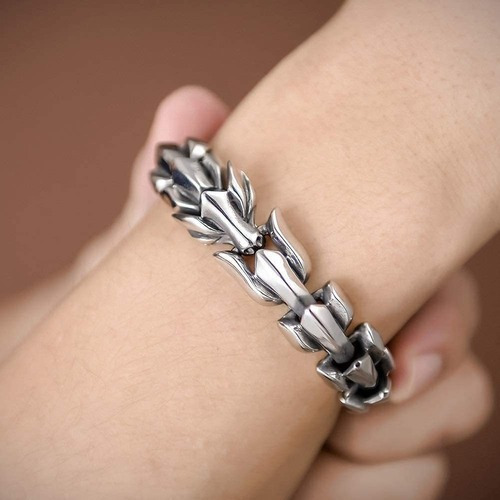 Pulsera De Dragón Vikingo Para Hombre, Brazalete Retro Punk