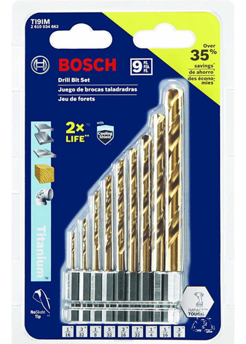 Brocas Resistentes A Impacto Bosch Ti9im 9 Pc.tough Titanium
