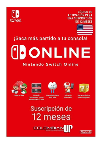 Tarjeta Nintendo Switch Online 12 Meses Codigo Individual