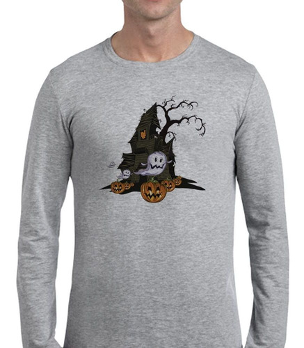 Remera De Hombre Castillo Embrujado Fantasmas Halloween Ml