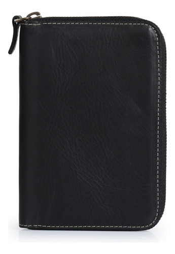 Padfolio De Piel Auténtica Con Soporte Para Lápices Negro