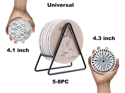 Posavasos Triangulares Soporte Metal Negro, Apto 4-9 Posavas