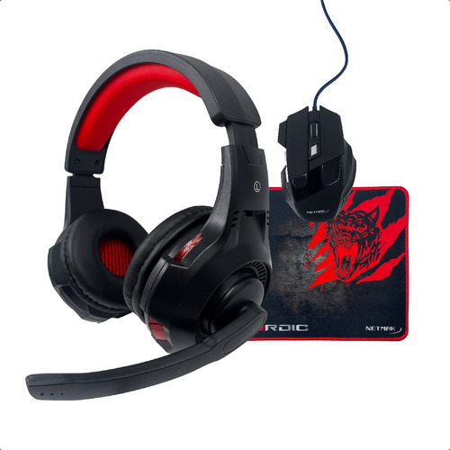 Set Auriculares Gamer Con Microfono + Mouse Gaming Mousepad