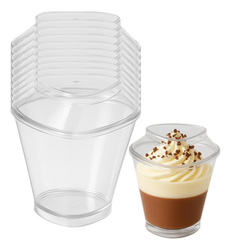Set 60 Vasos Postre 80ml Triangular Reposteria Desechable