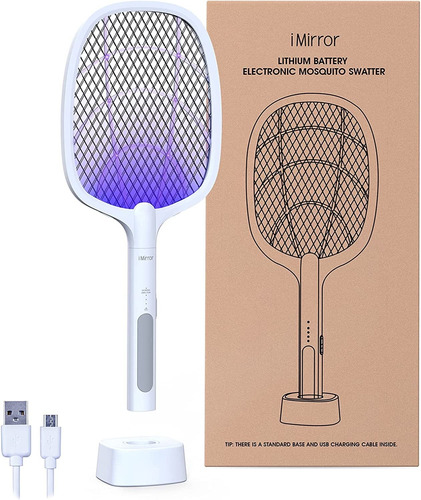 Raqueta Bug Zapper, 2 En 1, Matamoscas Eléctrico Recar...