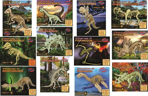Juguete Rompecabezas 3d En Madera Colección De 4 Dinosaurios