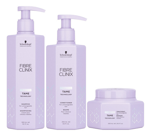 Schwarzkopf Fibre Clinix Tame Shampoo Enjuague Máscara 3c