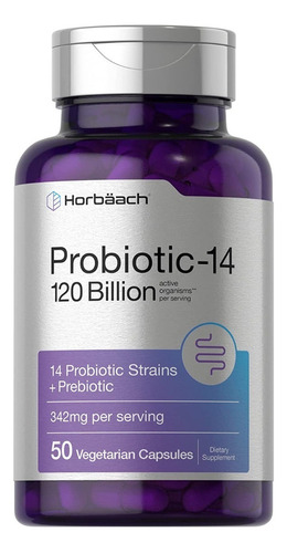 Horbaach I Probiotics | 120 Billion Cfu | 14 Strain | 50 Cap Sabor Insípido