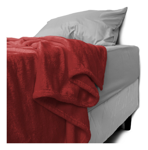 Frazada Flannel 1 Plaza Y Media Extra Suave Importada Rojo Liso