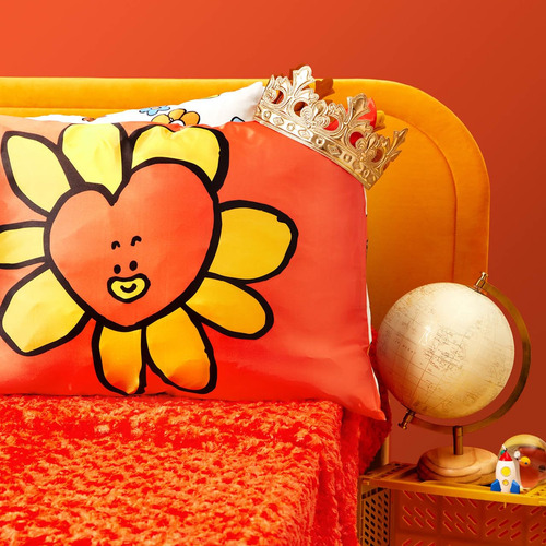 Funda De Almohada Kitsch X Bt21 Tata Satinada Con Cremallera