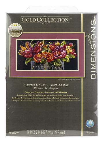 Dimensions Flowers Of Joy Kit De Punto De Cruz Contado Gold 