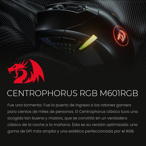 Imagen 2 de 8 de Mouse Gamer Redragon M601-rgb Centrophorus, 7200dpi, 8 Pesas
