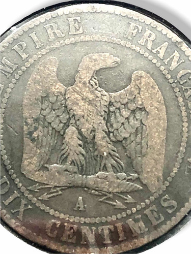 Antigua Moneda Francés 1856 D 10 Cêntimos Cobre Napoleón Iii (Usado)
