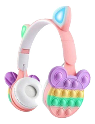 Auricular Bluetooth Osito Pop It Multicolor Con Luz