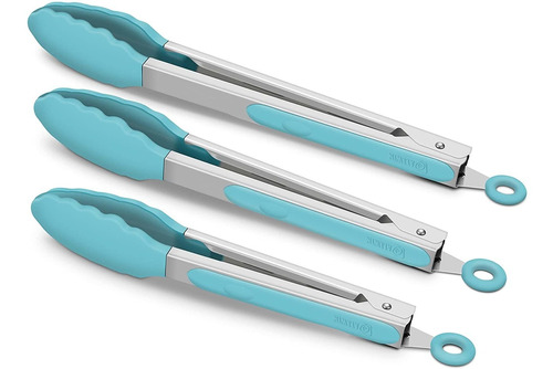 Paquete De 3 Pinzas De Cocina Aqua Sky, Silicona Premiu...