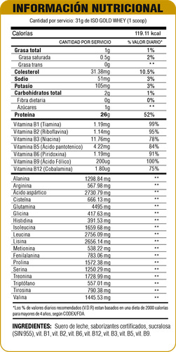 Iso Gold Whey Caja 15 Sobres / Level Pro