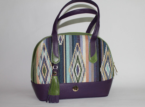 Hermosa Cartera Combinada Cuero-textil