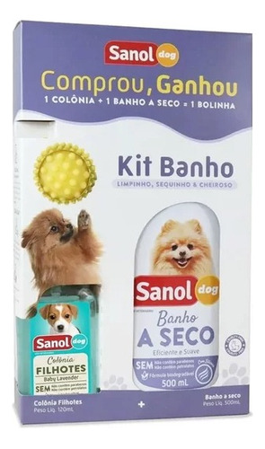 Kit Pet Sanol Banho A Seco C/ Colonia E Bolinha Para Seu Pet Fragrância Neutro