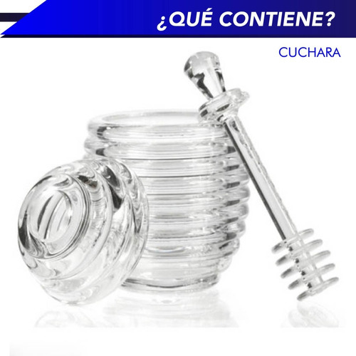 Tarro Mielero Con Forma De Colmena, Y Cuchara Transparente