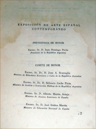 Exposicion De Arte Español Contemporaneo Bs As 1947 Peron