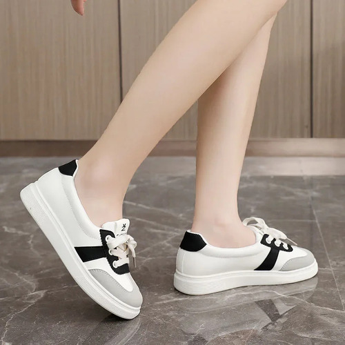 Zapatillas Blancas Para Mujer, Zapatos Deportivos Con Cordones En La Parte Superior De Malla