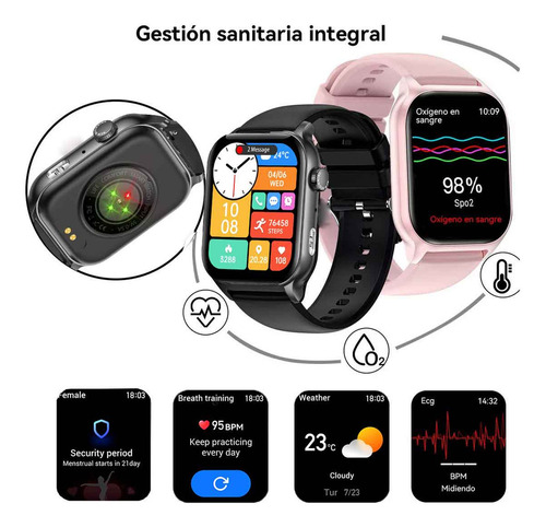 Reloj Smartwatch Mujer Hombre, Hancdon Kr86 1.95 Smart Watch, Notificación De Mensajes, Ios/android Smartwatches, Deportivo Salud, Lcd Fitness Bluetooth Color De La Caja Rosa