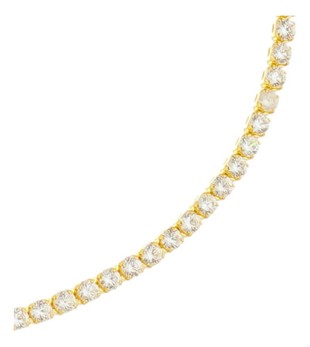 Colar Cordão Choker Riviera Banho Ouro 18k Zircônia Festa Cor Dourado