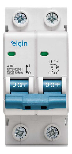 Disjuntor Bipolar Duplo Elgin 6a 10a 16a 20a 25a 32 40 50 63