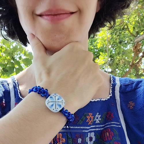 Imagen 5 de 7 de Pulsera Tejida Chaquiron Azulejo