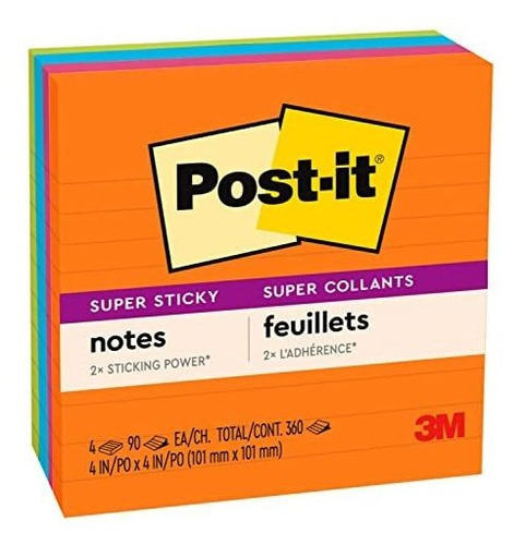 Post-it Super Sticky Notes, 5 X 8 Pulgadas