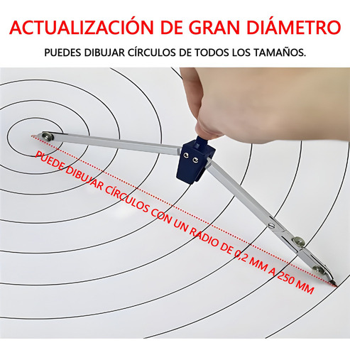 X 8pcs Compás Precisión Escolar Profesional Juego Geometría