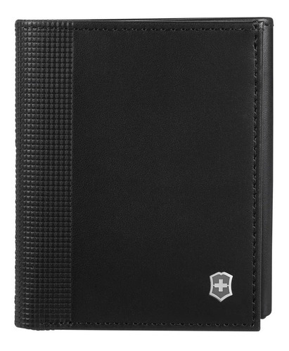 Carteira 3 Partes Couro Altius Alox Tri-fold Rfid Victorinox Cor Preto Desenho Do Tecido Liso