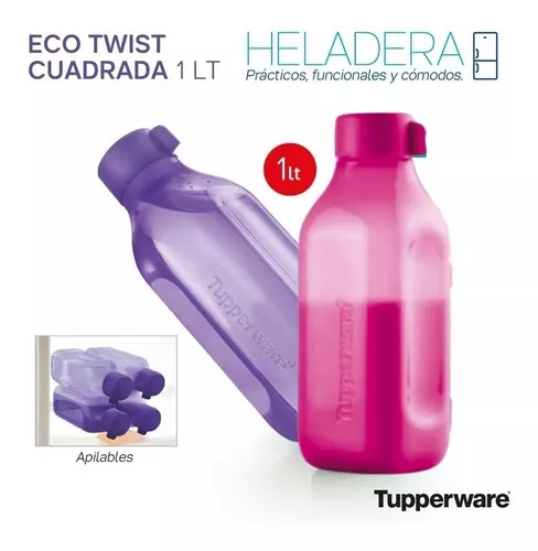 Tupperware Botella Eco Twist Cuadrada 1 Litro Libre De Bpa