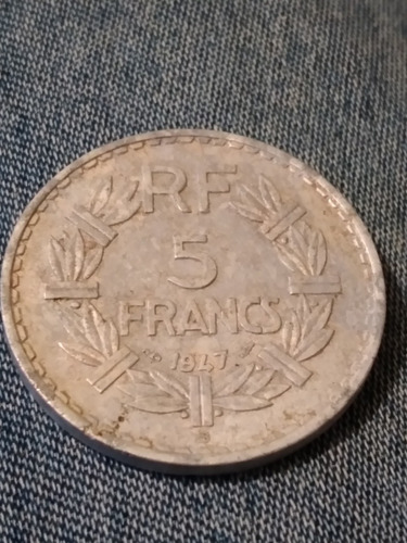 Moneda De Francia 5 Francos Año 1947 Aluminio 