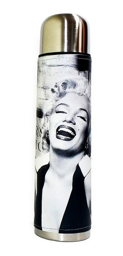 Imagen 2 de 3 de Termo Acero Inoxidable Mate Aluminio Madera Marilyn Monroe