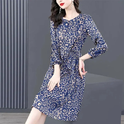 Elegante Vestido Midi Con Estampado Floral En A Para Mujer