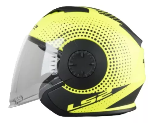 Capacete LS2 Verso OF570 Spin Preto Laranja Fluo Aberto Viseira Interna