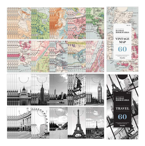 Marcapáginas Bandal Temática De Mapa Vintage + Viaje....