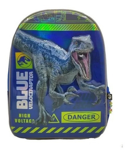 Mochila Espalda Dinosaurios Frente 3d 12 Pulgadas Wabro Color Azul