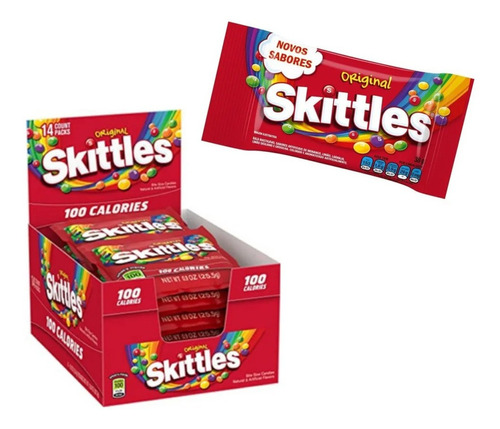 Caixa De Sachês De Bala Mastigável Skittles - 14 Unidades